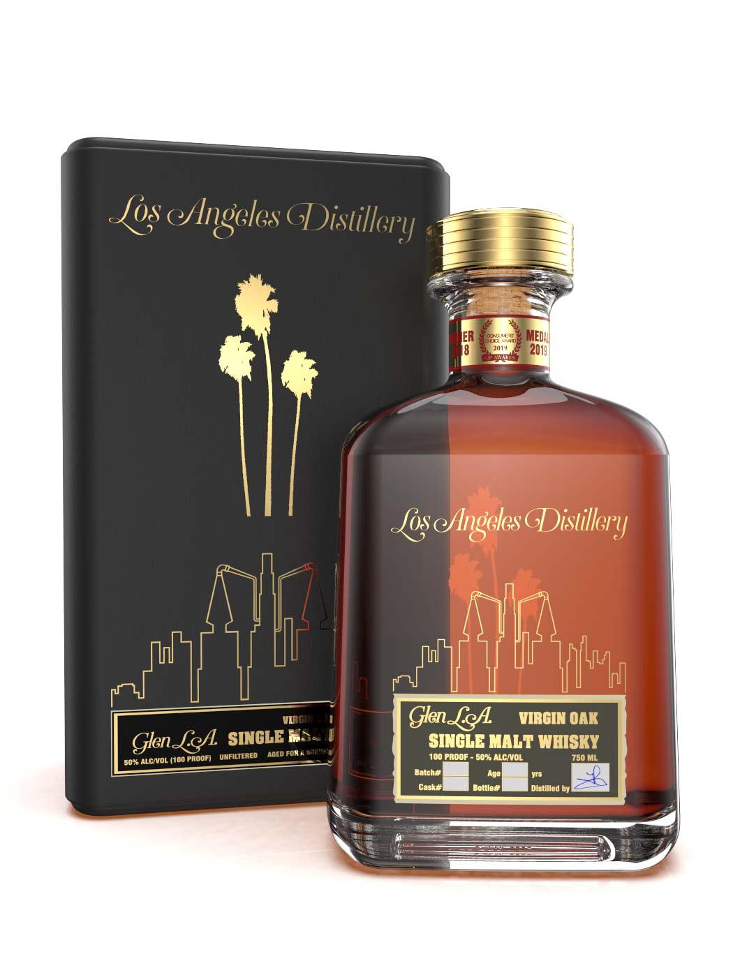 Los Angeles Distillery's Virgin Oak Single Malt Whisky in the Collector's Box