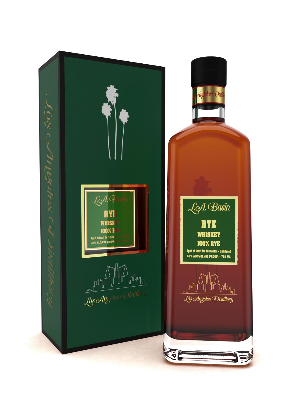 LA Basin 18 Month 92 Proof 100 Percent Rye Whiskey in a Gift Box