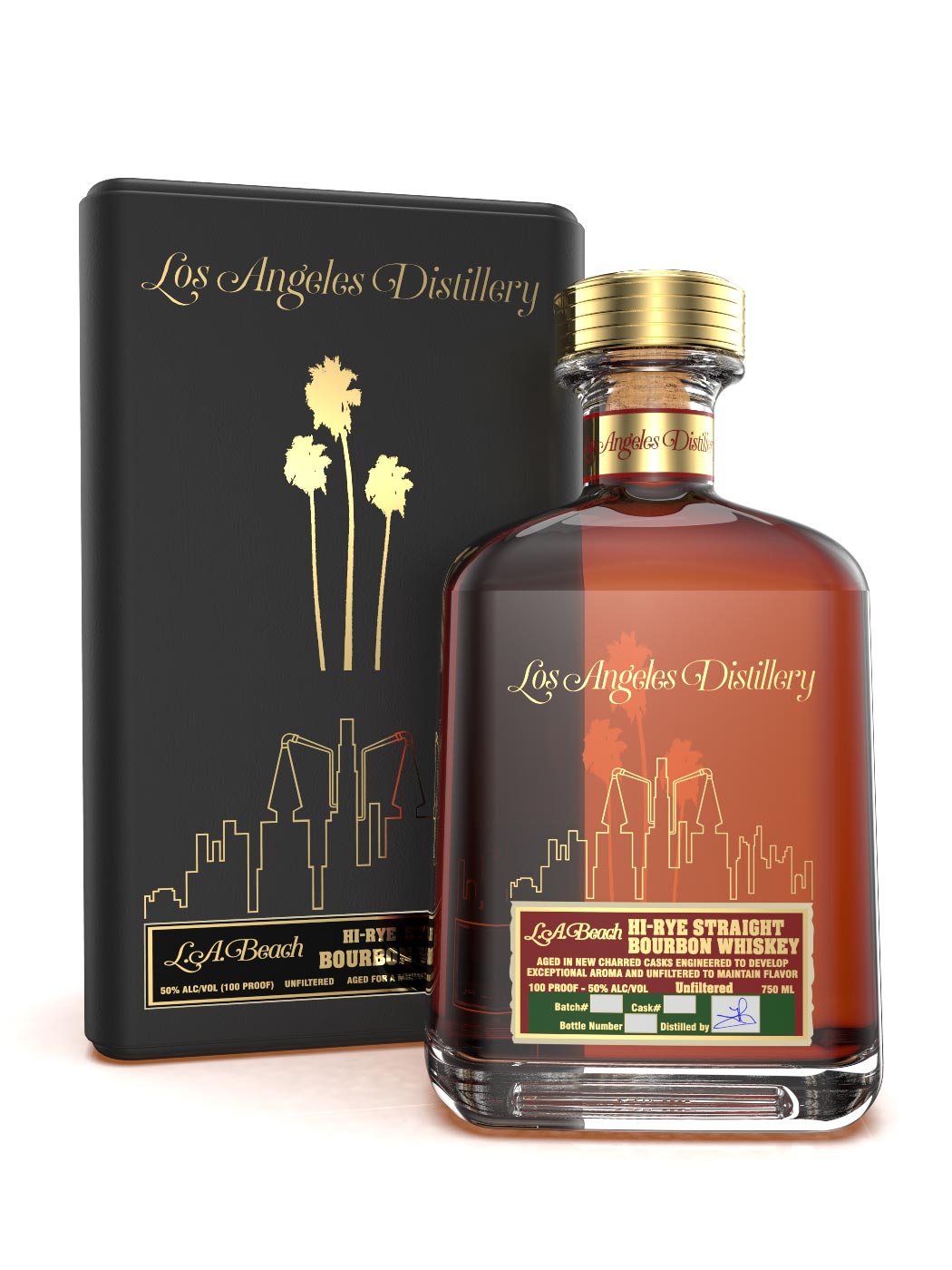 LA Beach Hi-Rye 100 Proof Straight Bourbon Whiskey Collector's Edition by LA Distillery